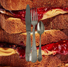 Charger l&#39;image dans la galerie, Set de 3 couverts: fourchette, couteau et cuillère à dessert
